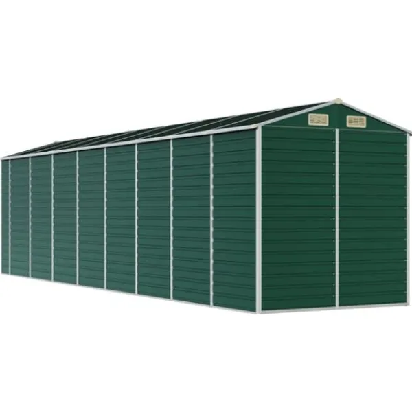 Trädgårdsskjul i galvaniserat stål - Utomhusförvaring för verktyg | Färg: Grön | Storlek: 191x725x198 cm
