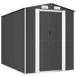 Trädgårdsskjul i galvaniserat stål - Rymlig förvaring | Färg: Antracit | Storlek: 192x274x223 cm