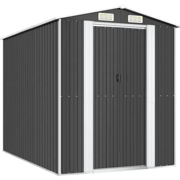 Trädgårdsskjul i galvaniserat stål - Rymlig förvaring | Färg: Antracit | Storlek: 192x274x223 cm