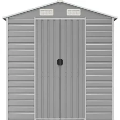 Trädgårdsskjul i galvaniserat stål - Långvarig utomhusförvaring | Färg: Ljusgrå | Storlek: 191x89,5x198 cm