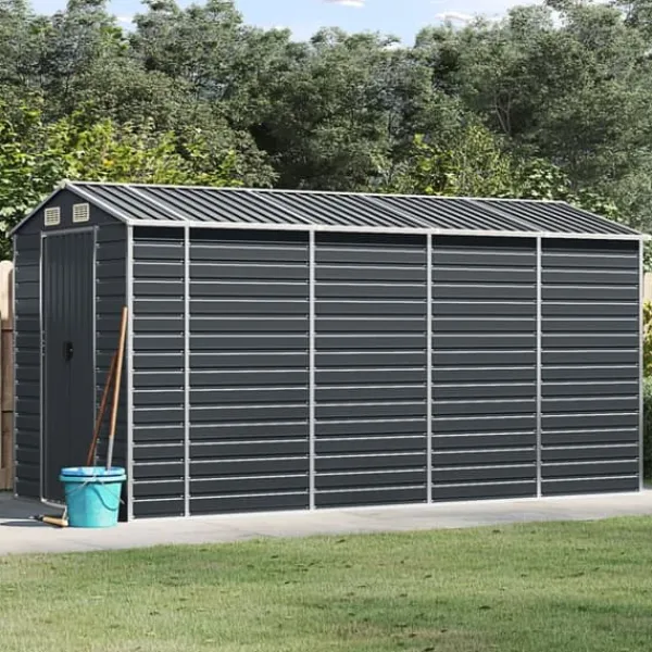 Sale Trädgårdsskjul i galvaniserat stål | Antracit | Storlek: 191x385x198 cm Skjul, Garage & Carports