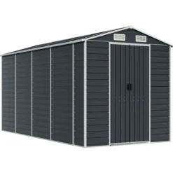 Sale Trädgårdsskjul i galvaniserat stål | Antracit | Storlek: 191x385x198 cm Skjul, Garage & Carports