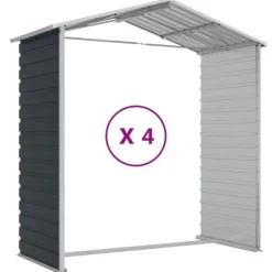 Sale Trädgårdsskjul i galvaniserat stål | Antracit | Storlek: 191x385x198 cm Skjul, Garage & Carports