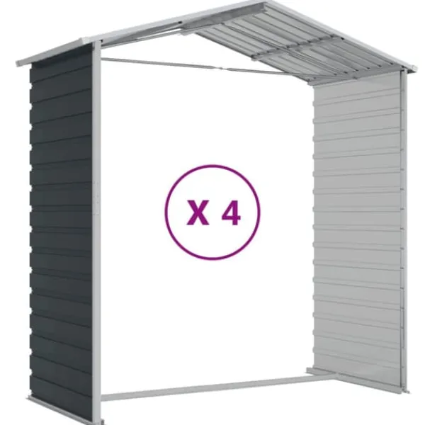 Sale Trädgårdsskjul i galvaniserat stål | Antracit | Storlek: 191x385x198 cm Skjul, Garage & Carports