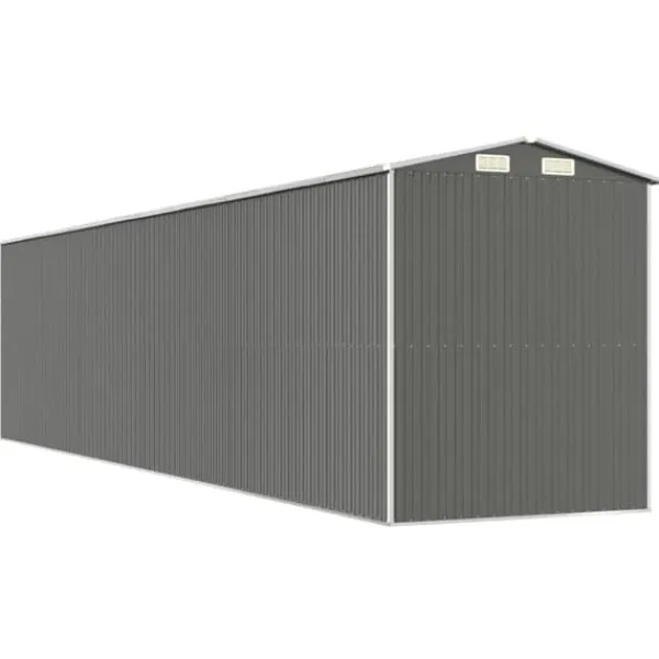 Trädgårdsskjul i galvaniserat stål - Rymlig förvaring för redskap | Färg: Ljusgrå | Storlek: 192x85x223 cm