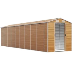 Clearance Trädgårdsskjul i galvaniserat stål - Robusta förvaringslösningar | Färg: Ljusbrun | Storlek: 191x81x198 cm Skjul, Garage & Carports