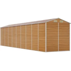 Clearance Trädgårdsskjul i galvaniserat stål - Robusta förvaringslösningar | Färg: Ljusbrun | Storlek: 191x81x198 cm Skjul, Garage & Carports
