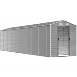 New Trädgårdsskjul i galvaniserat stål - Utomhusförvaring | Färg: Ljusgrå | Storlek: 191x810x198 cm Skjul, Garage & Carports