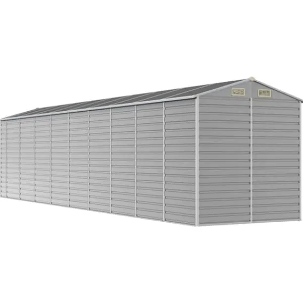 New Trädgårdsskjul i galvaniserat stål - Utomhusförvaring | Färg: Ljusgrå | Storlek: 191x810x198 cm Skjul, Garage & Carports