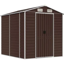 Discount Trädgårdsskjul i galvaniserat stål - Förvaringslösning för verktyg | Färg: Brun | Storlek: 191x215x198 cm Skjul, Garage & Carports