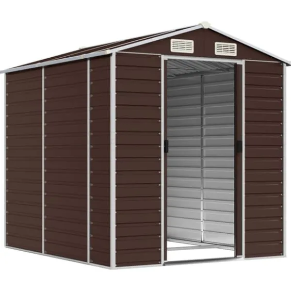 Discount Trädgårdsskjul i galvaniserat stål - Förvaringslösning för verktyg | Färg: Brun | Storlek: 191x215x198 cm Skjul, Garage & Carports