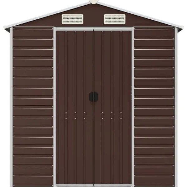 Discount Trädgårdsskjul i galvaniserat stål - Förvaringslösning för verktyg | Färg: Brun | Storlek: 191x215x198 cm Skjul, Garage & Carports