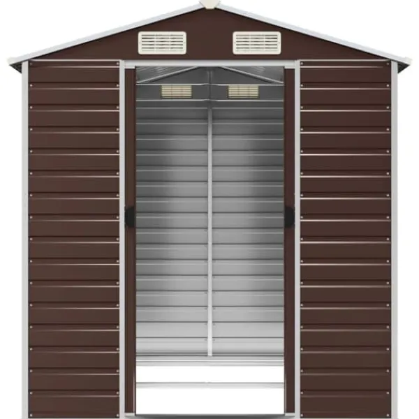 Discount Trädgårdsskjul i galvaniserat stål - Förvaringslösning för verktyg | Färg: Brun | Storlek: 191x215x198 cm Skjul, Garage & Carports