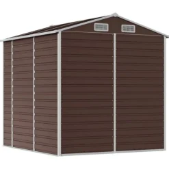 Discount Trädgårdsskjul i galvaniserat stål - Förvaringslösning för verktyg | Färg: Brun | Storlek: 191x215x198 cm Skjul, Garage & Carports