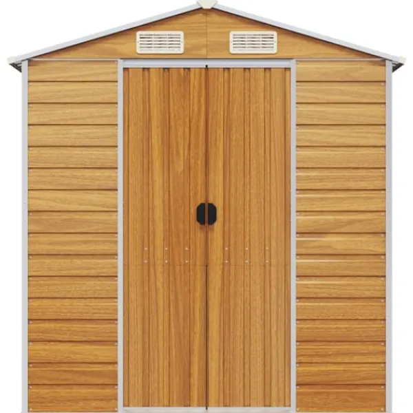 Hot Trädgårdsskjul ljusbrun 191x130x198 cm galvaniserat stål Skjul, Garage & Carports