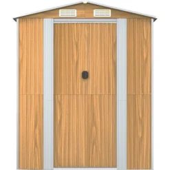 Discount Trädgårdsskjul ljusbrun 192x523x223 cm galvaniserat stål Skjul, Garage & Carports