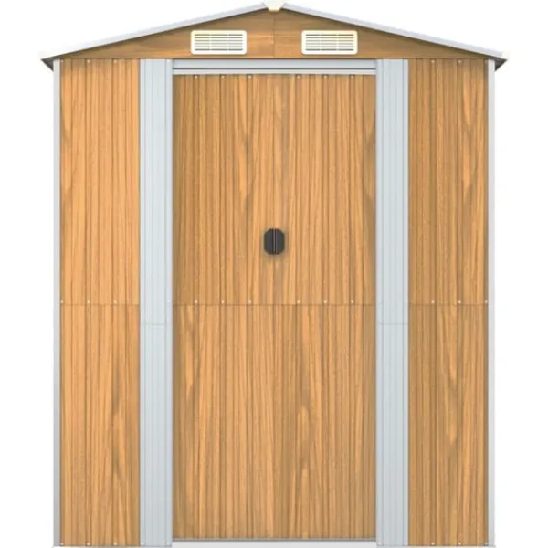 Discount Trädgårdsskjul ljusbrun 192x523x223 cm galvaniserat stål Skjul, Garage & Carports