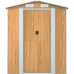 vidaXL Trädgårdsskjul ljusbrun 192x689x223 cm galvaniserat stål