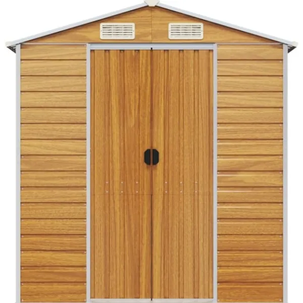 Sale Trädgårdsskjul ljusbrun 191x215x198 cm galvaniserat stål Skjul, Garage & Carports