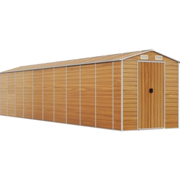 vidaXL Trädgårdsskjul ljusbrun 191x895x198 cm galvaniserat stål