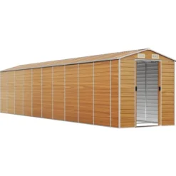vidaXL Trädgårdsskjul ljusbrun 191x895x198 cm galvaniserat stål