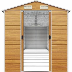 vidaXL Trädgårdsskjul ljusbrun 191x895x198 cm galvaniserat stål