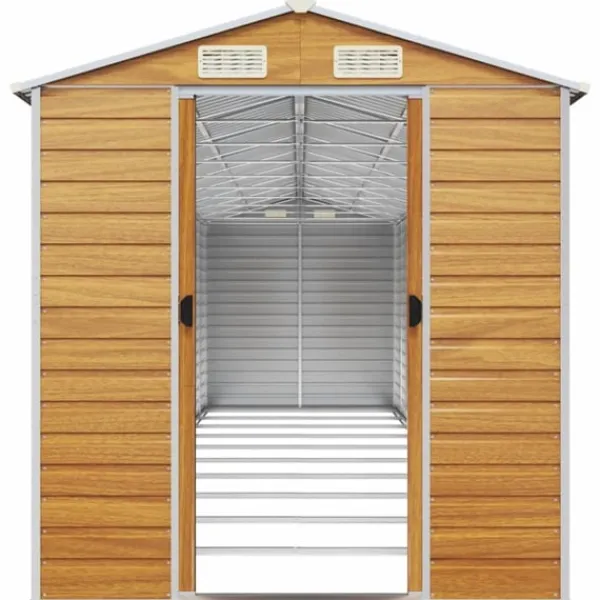 vidaXL Trädgårdsskjul ljusbrun 191x895x198 cm galvaniserat stål