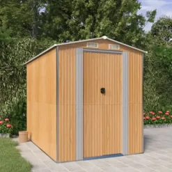 Best Trädgårdsskjul ljusbrun 192x274x223 cm galvaniserat stål Skjul, Garage & Carports