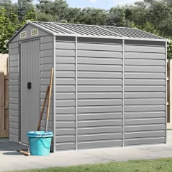 Online Trädgårdsskjul ljusgrå 191x215x198 cm galvaniserat stål Skjul, Garage & Carports