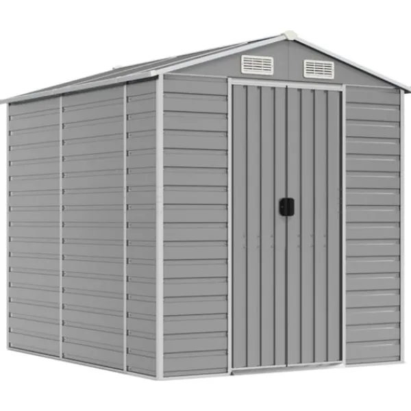 Online Trädgårdsskjul ljusgrå 191x215x198 cm galvaniserat stål Skjul, Garage & Carports
