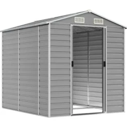 Online Trädgårdsskjul ljusgrå 191x215x198 cm galvaniserat stål Skjul, Garage & Carports