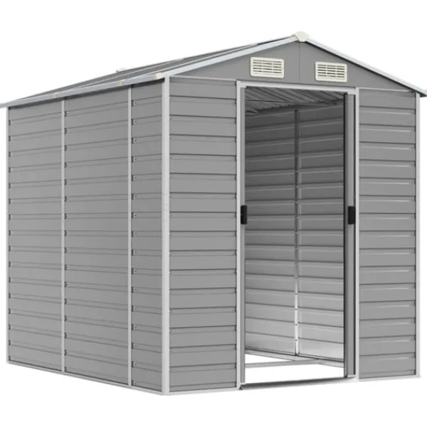 Online Trädgårdsskjul ljusgrå 191x215x198 cm galvaniserat stål Skjul, Garage & Carports
