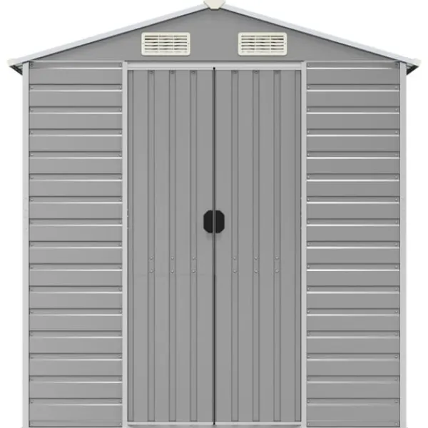Online Trädgårdsskjul ljusgrå 191x215x198 cm galvaniserat stål Skjul, Garage & Carports