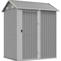 Best Trädgårdsskjul ljusgrå 192x152,5x237 cm galvaniserat stål Skjul, Garage & Carports