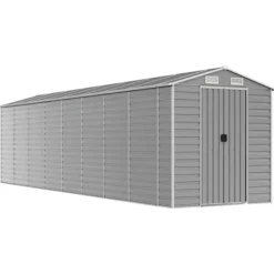 Outlet Trädgårdsskjul ljusgrå 191x810x198 cm galvaniserat stål Skjul, Garage & Carports