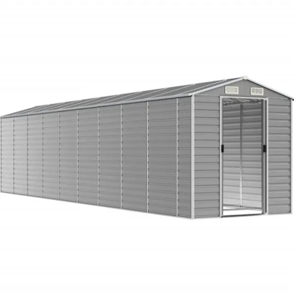 Outlet Trädgårdsskjul ljusgrå 191x810x198 cm galvaniserat stål Skjul, Garage & Carports