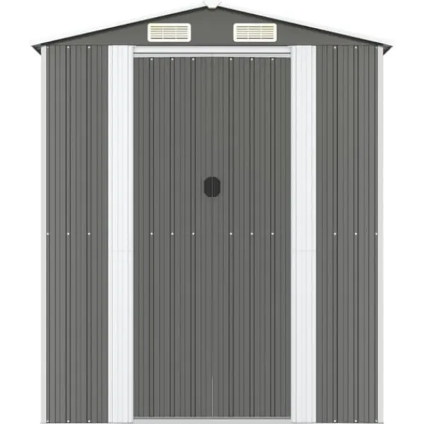 Outlet Trädgårdsskjul ljusgrå 192x772x223cm galvaniserat stål Skjul, Garage & Carports
