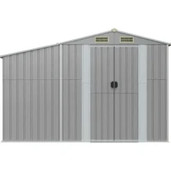 Sale Trädgårdsskjul med ventilering - Robust förvaring i galvaniserat stål | Färg: Grå | Storlek: 277x93x179 cm Skjul, Garage & Carports