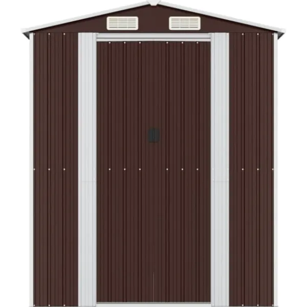 Discount Trädgårdsskjul mörkbrun 192x357x223 cm galvaniserat stål Skjul, Garage & Carports
