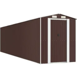 vidaXL Trädgårdsskjul mörkbrun 192x855x223 cm galvaniserat stål