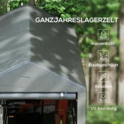 Discount Trädgårdsskjul/lagertält, robust och vädertåligt, stålram, 1,2×1,8×1,6 m, mörkgrå Skjul, Garage & Carports