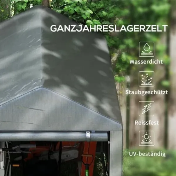 Discount Trädgårdsskjul/lagertält, robust och vädertåligt, stålram, 1,2×1,8×1,6 m, mörkgrå Skjul, Garage & Carports