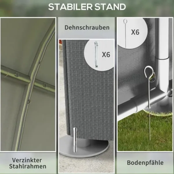 Discount Trädgårdsskjul/lagertält, robust och vädertåligt, stålram, 1,2×1,8×1,6 m, mörkgrå Skjul, Garage & Carports