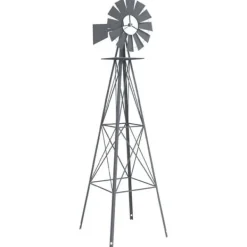 Online Trädgårdsvindkraftverk - - Grå - Järn - 84x68x245 cm - Rostbeständig - Vädertålig Vinddekoration