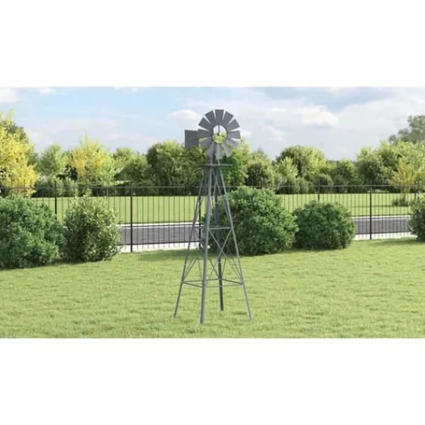 Online Trädgårdsvindkraftverk - - Grå - Järn - 84x68x245 cm - Rostbeständig - Vädertålig Vinddekoration