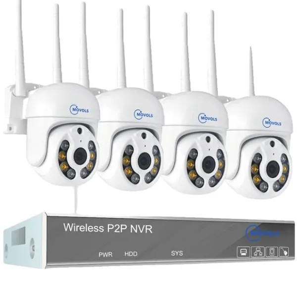 Trådlöst CCTV-system, AI-detektering, tvåvägsljud,10CH 3MP Med 4 PTZ, 1T
