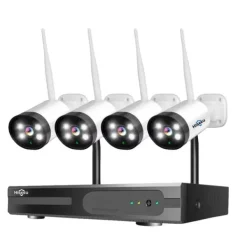 Trådlöst CCTV-system, människodetektering, nattseende,1T, 16CH NVR 4 Kameror