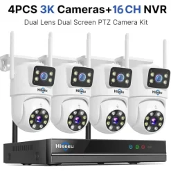 Trådlöst CCTV-övervakningskit, 16CH NVR, 6MP HD-upplösning,16CH NVR 4 Kameror, Ingen