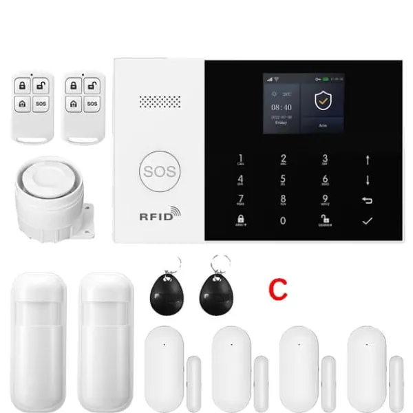 Trådlöst Larm System, Smart Hem Kompatibilitet, Multifunktionella Varningar,EU-plugg, 4G-C Hemlarmsystem