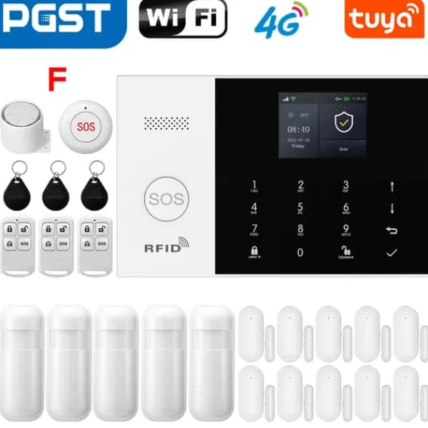 Online Trådlöst Larm System, Smart Hem Kompatibilitet, Multifunktionella Varningar,EU-plugg, 4G-F Hemlarmsystem